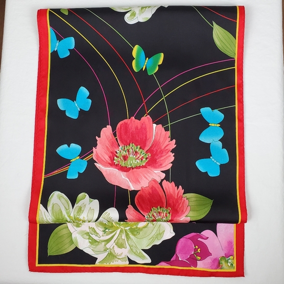 Adrienne Landau Silk Butterfly Floral Scarf - Picture 4 of 10